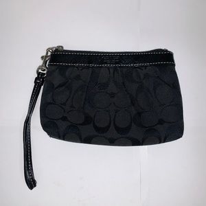 Coach Black C Logo Fabric Wristlet